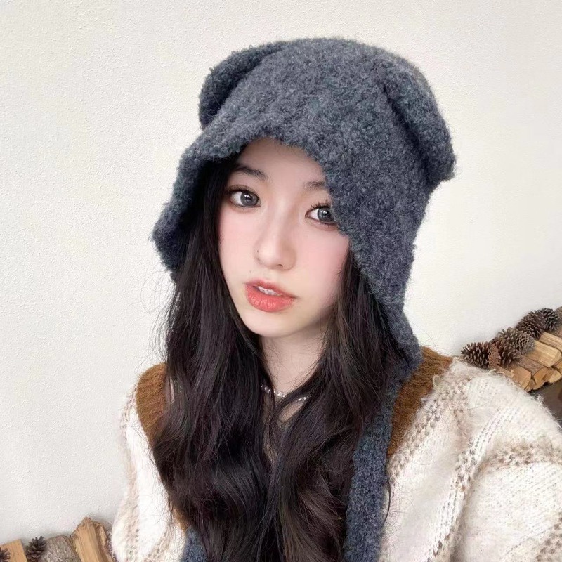 Dễ Thương Mũ Len Dệt Kim Giữ Ấm Mùa Thu Đông Thiết Kế Hình Chú Gấu Nhỏ Đáng Yêu Cho Bé