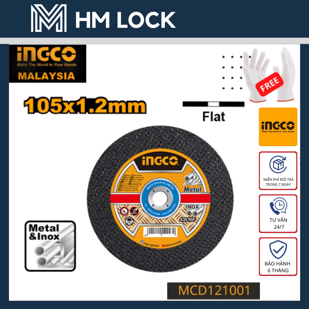 ĐÁ CẮT KIM LOẠI 105X1.2MM INGCO - HÀNG CHÍNH HÃNG - MCD121001