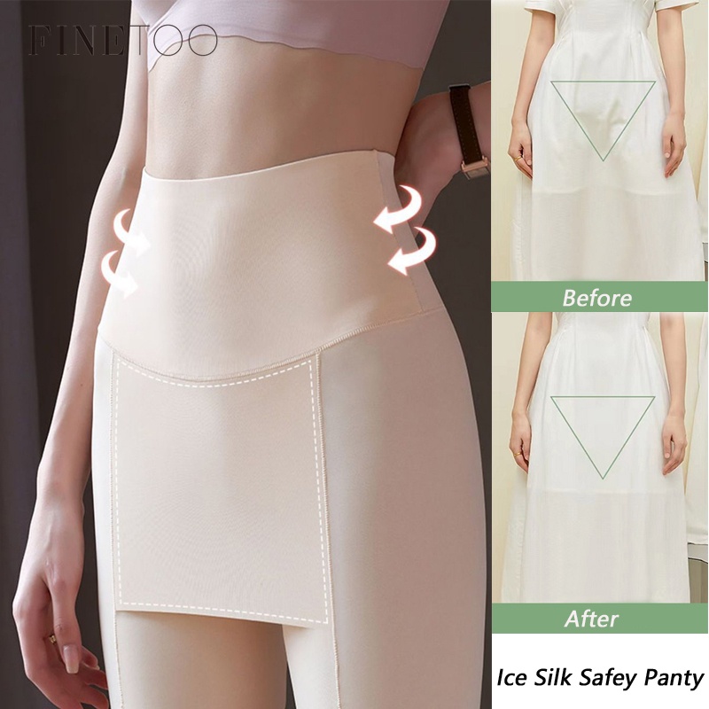 FINETOO Quần Short Legging Lụa Mát Hai Lớp Không Đường May Chống Lộ Hàng Mới Dành Cho Nữ Mặc Trong Váy An Toàn Trong Mùa Hè