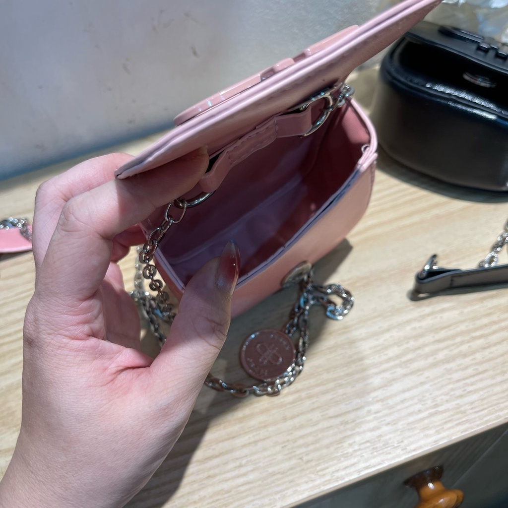 Túi xách nữ mini đeo chéo Petro size 10cm dây xích phối đồng xu xinh xắn dễ thương Eva Bag