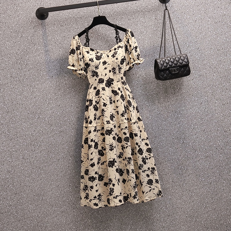🌸Hàng Order🌸Váy Đầm Bigsize Hoạ Tiết Tay Bồng Dáng Xoè Bo Chun Lưng Trẻ Trung Sang Chảnh🌸Hàng Quảng Châu