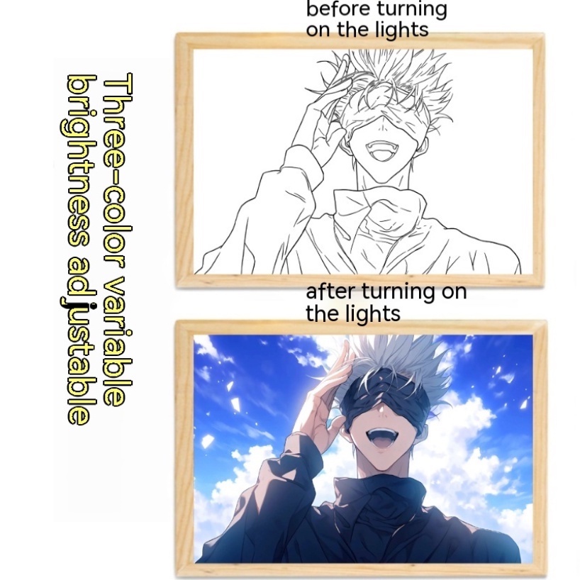 Khung Ảnh Đèn led 3 Màu Hình anime jujutsu kaisen gojo satoru Để Bàn Trang Trí Phòng Ngủ