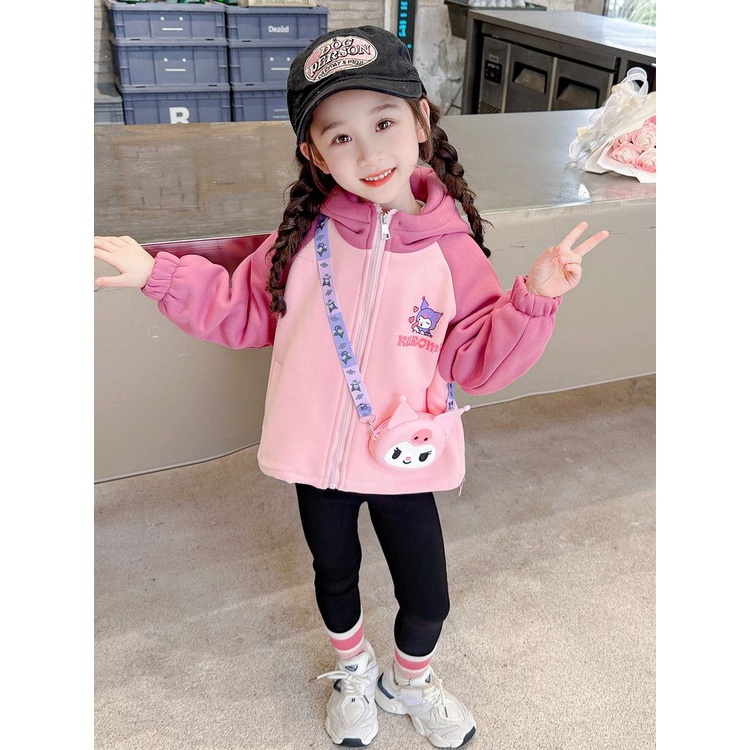 ❤Áo Khoác Lót Lông Cừu Dày Dặn Giữ Ấm Thời Trang Thu Đông 2023 Cho Bé Gái