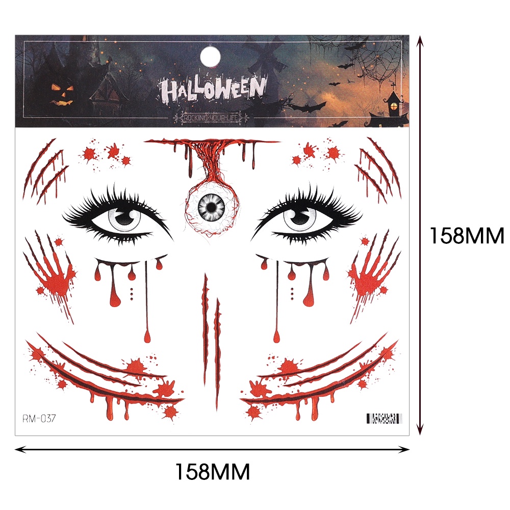 Hình Xăm Dán Tạm Thời / Mặt / Cơ Thể Chống Thấm Nước Lâu Trôi Dùng Hóa Trang halloween