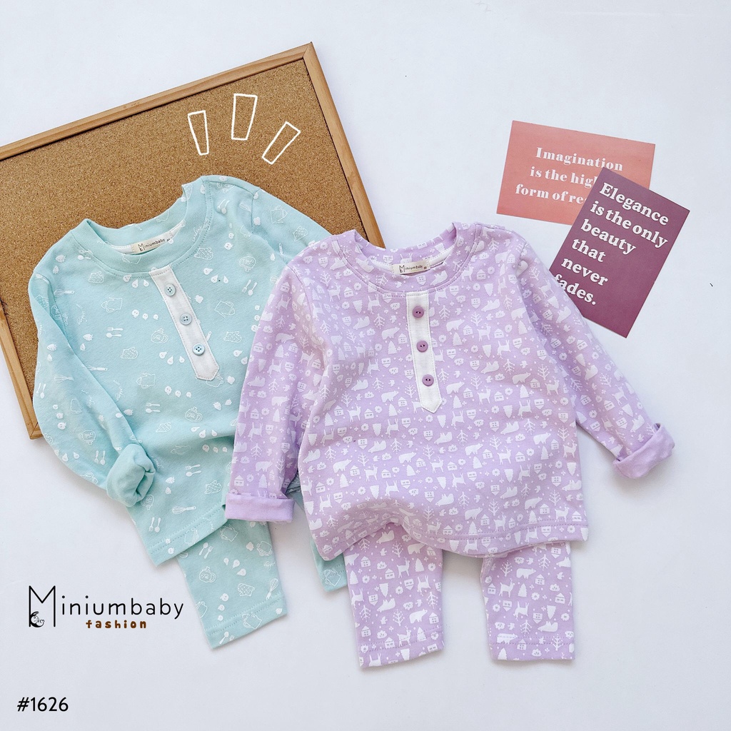 Bộ dài tay họa tiết đính 3 cúc