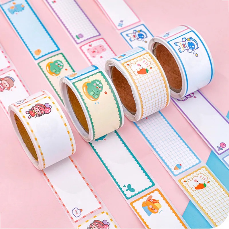 Cuộn 60 Miếng Dán Ghi Chú / Cuộn Nhãn Dán Ghi Tên Đa Năng Họa Tiết Động Vật Hoạt Hình Dễ Thương
