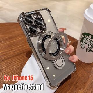 Ốp Điện Thoại tpu Mềm Trong Suốt Chống Sốc Kèm Móc Xỏ Ngón Nam Châm Cho iphone 15 14 13 12 pro max plus 15