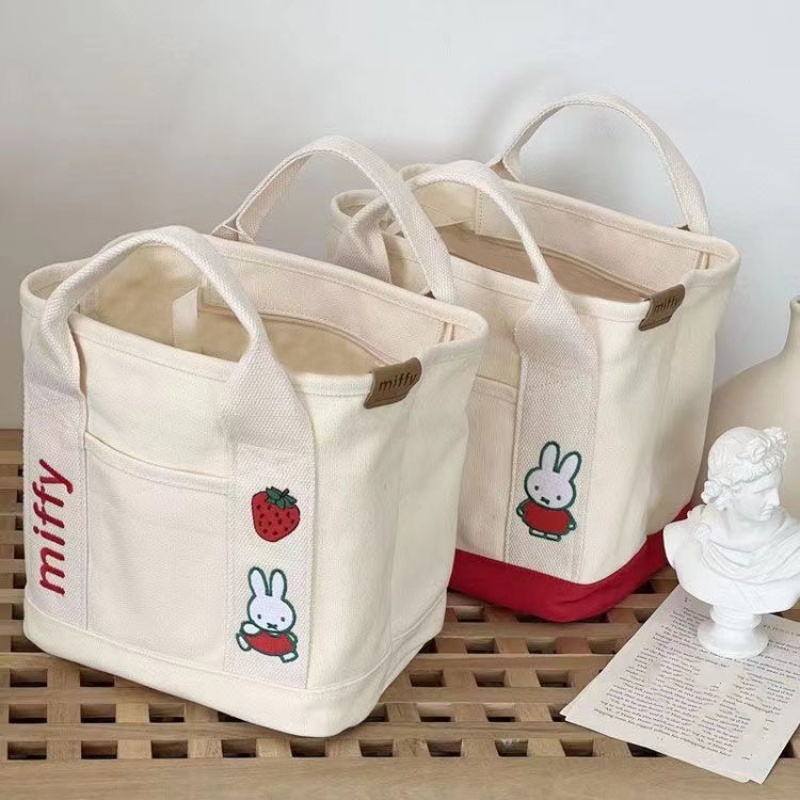 Túi Vải canvas Thêu Hình Thỏ Dễ Thương Phong Cách Hàn Quốc Cho Nữ