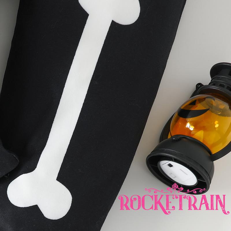 Set Đồ halloween 2 Món Gồm Áo Thun Tay Dài In Hình Bộ Xương + Quần Dài Cho Bé