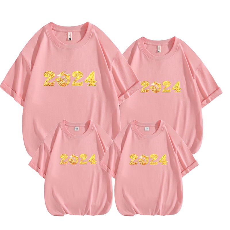 Áo Thun cotton Ngắn Tay In Hình Rồng Thời Trang 2024 Cho Gia Đình