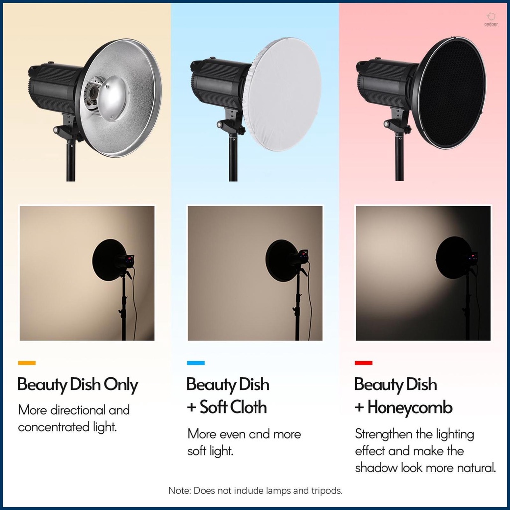 Versatile 30cm Standard Reflector Beauty Dish for Studio Photography with White Diffuser and Honeycomb Grid