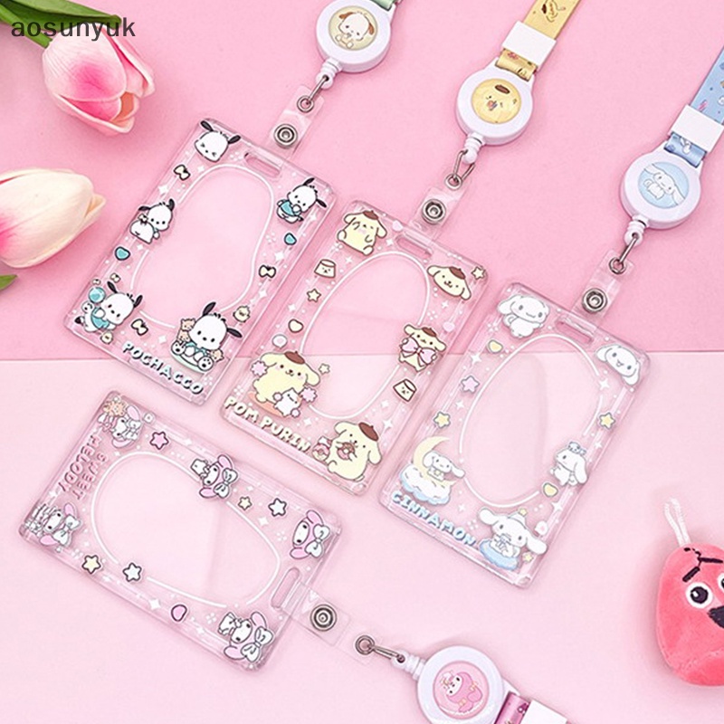 Aosunyuk sanrio kuromi my melody Đựng Thẻ Kèm Dây Đeo Họa Tiết Hoạt Hình anime cinnamoroll pompom purin Dễ Thương Cho Học Sinh