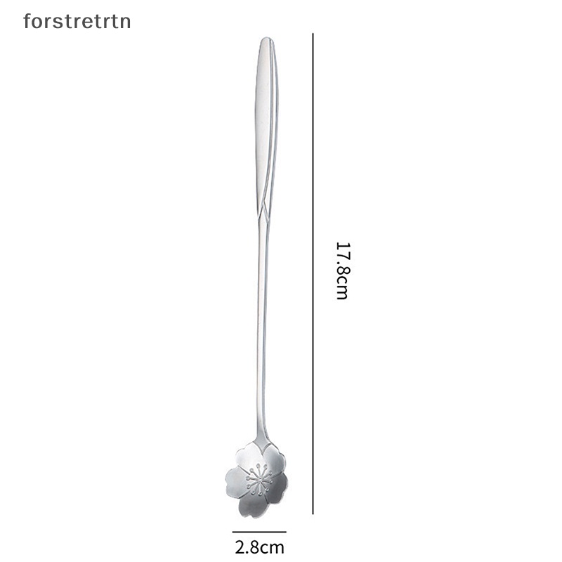 Forstretn Muỗng Cà Phê Tay Cầm Dài Mạ Vàng Họa Tiết Hoa Anh Đào Sáng Tạo Bằng Thép Không Gỉ