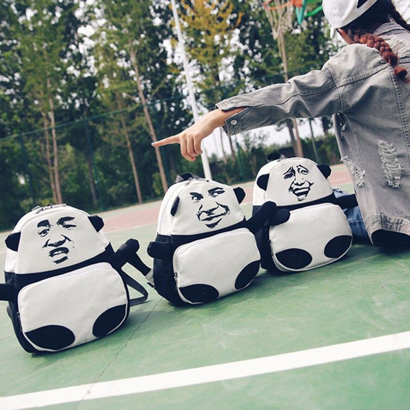 Balo y2k Runaway Ba Lô Đi Học In Hình Đầu Gấu Trúc Vui Nhộn Sáng Tạo