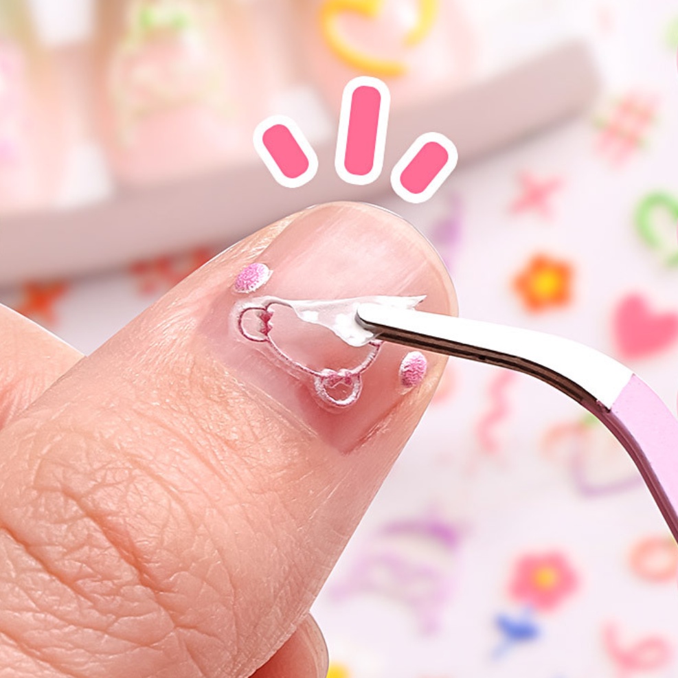 Nhãn Dán Trang Trí Móng Tay Họa Tiết Hoạt Hình 5d Dễ Thương Cho Bé