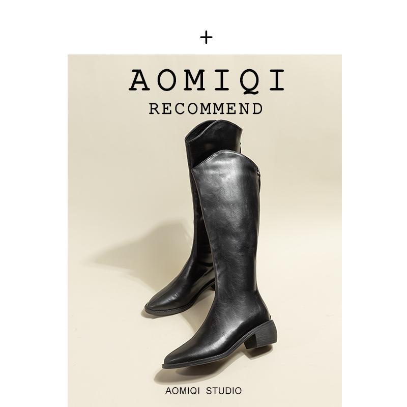 Giày Bốt Cao Bồi Mũi Nhọn Gót Dày Mẫu Mới 2023 Phong Cách Phương Tây Thời Trang Cho Nữ