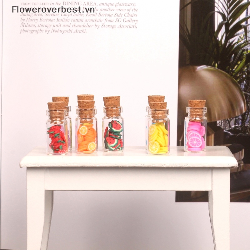 Set 5 Hũ Thủy Tinh Đựng Trái Cây Khô Bánh Kẹo Tỉ Lệ 1: 12 Trang Trí Nhà Búp Bê