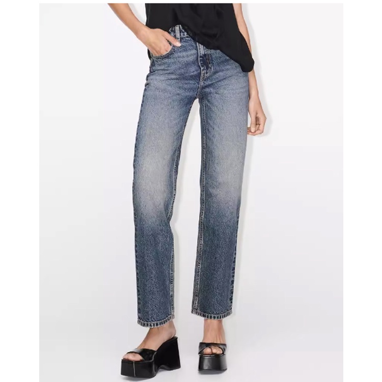 Zara Quần Jean Dài Lưng Cao Phối Túi Thời Trang Mùa Thu 230108222