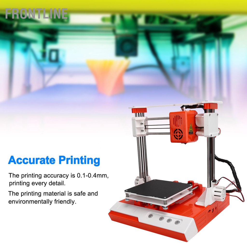 Frontline Bộ máy in 3D mini Máy tính để bàn DIY với thẻ TF 4G dành cho trẻ em Trẻ Học sinh Người mới bắt đầu 110‑240V