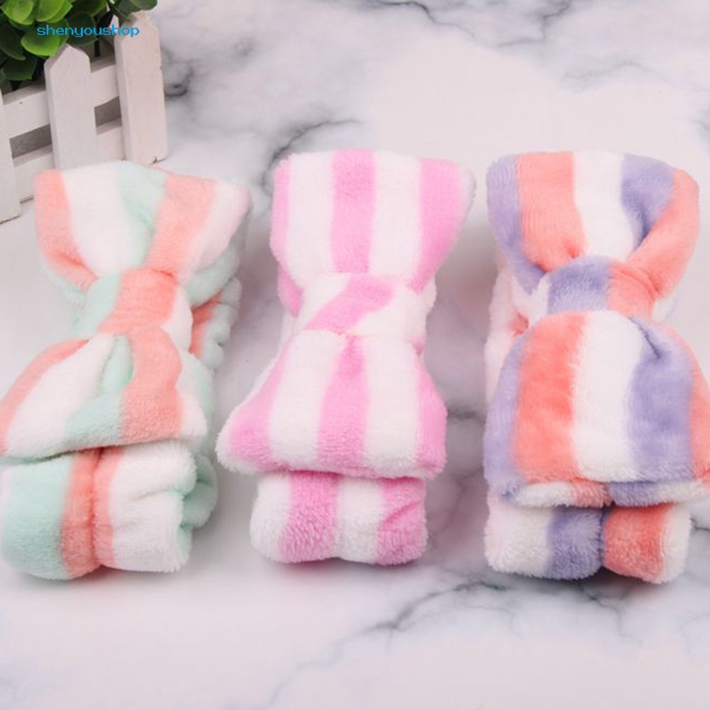 Băng Đô Nơ Lớn Bằng Lông Cừu San Hô Co Giãn Dễ Thương Dành Cho Nữ Rửa Mặt / Rửa Mặt