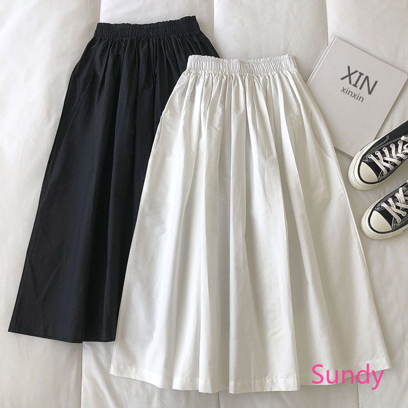 Plus Chân Váy cotton Trơn Màu size Lớn Theo Phong Cách Mùa Thu Dành Cho Nữ