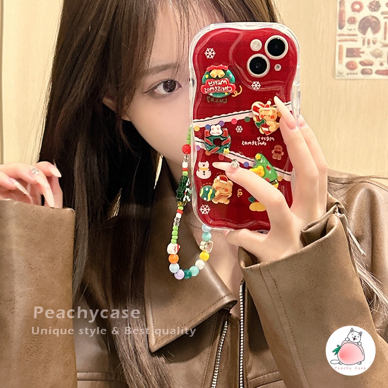 Ốp Điện Thoại tpu Mềm Chống Sốc Gắn Dây Xích Hình Cây Thông Giáng Sinh 3d Cho iphone 15 14 13 12 pro max 11 15promax 15pro