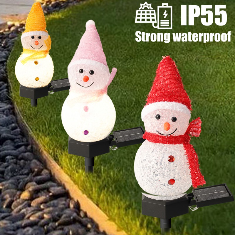 Đèn led Trang Trí Lối Đi Sân Vườn Hình Người Tuyết Chạy Bằng Năng Lượng Mặt Trời