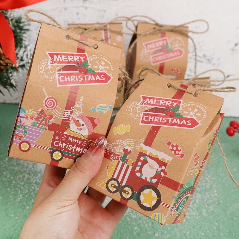 Hộp Giấy kraft Đựng Kẹo / Quà Giáng Sinh / Năm Mới / Ông Già Noel / Người Tuyết