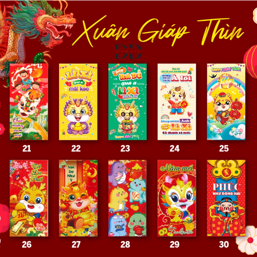 🧧 01 Lì Xì Truyền Thống Tết 2024 - Lì Xì Tân Niên 2024 Độc Đáo 🐉