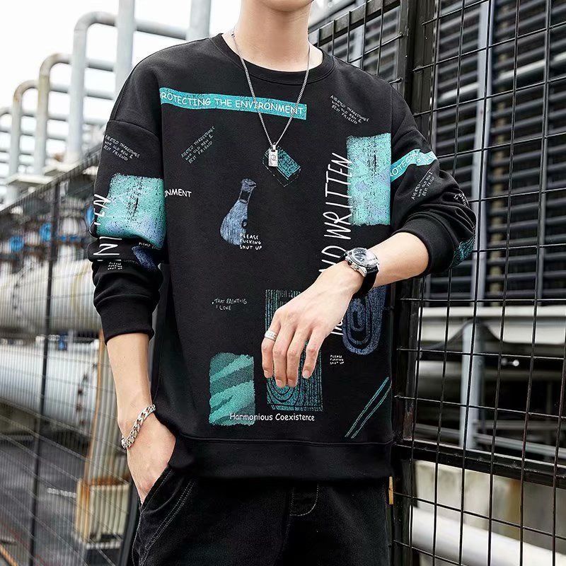 Áo Nỉ Dài Tay Cổ Tròn Phong Cách Hàn Quốc Thời Trang Mùa Thu Mới Cho Nam