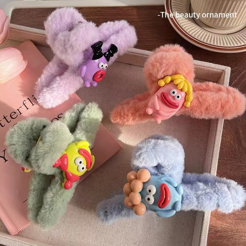 Dễ Thương Kẹp Tóc Lông Nhung Nhiều Màu Xinh Xắn Thời Trang Thu Đông 2023 Cho Bé Gái