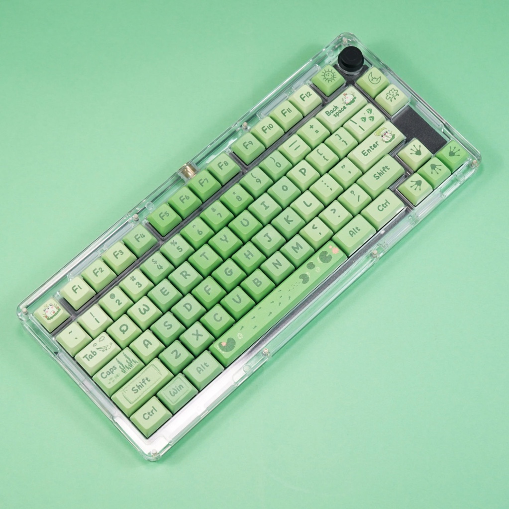 Keycap chủ đề ao sen xanh, keycaps 129 phím, XDA cao 9,5MM, nhuộm thăng hoa PBT, thích hợp cho bàn phím phím 87/68/84/104/108