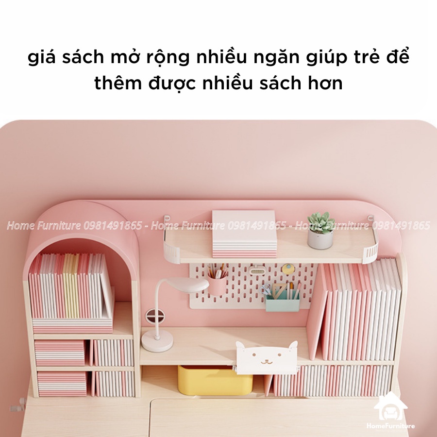 Bàn học chống gù gỗ tự nhiên cao cấp HomeFurniture S04 size 100cm nâng hạ độ cao tay quay, điều chỉnh nghiêng dễ dàng