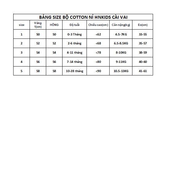 Bộ dài Hnkids cotton nỉ cài vai nền kem cho bé trai, bé gái