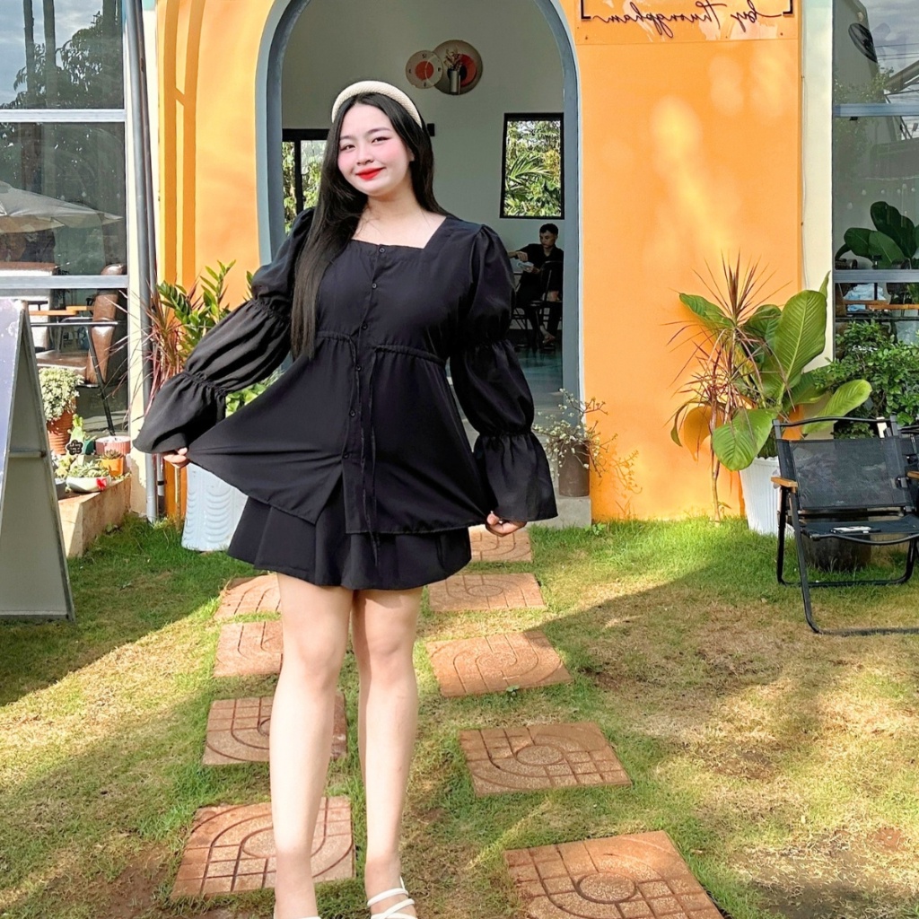 Áo Sơ Mi Tiểu Thư Bigsize Dáng Babydoll Cổ Vuông Tay Nhún Loe Chất Vải Lụa Mềm Mại SM41