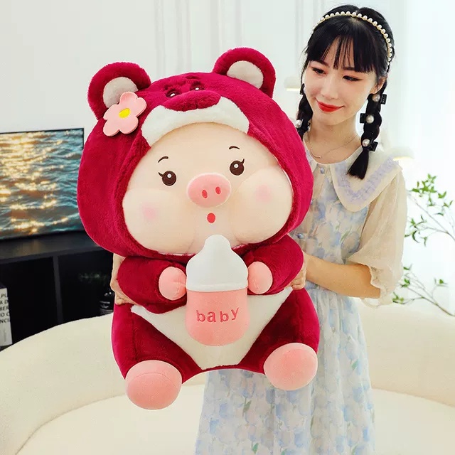 Gấu Lena Lợn Bú Bình Sữa Cute Kích Thước 35-70cm - Thingkids