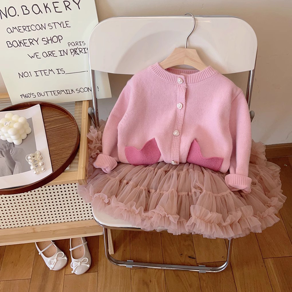 Áo Khoác Len cardigan Phong Cách Hàn Quốc Ngọt Ngào Cho Bé Gái