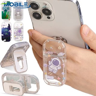 Giá đỡ điện thoại dạng nhẫn đeo ngón tay vô hình / có thể gập lại bằng acrylic trong suốt / phụ kiện điện thoại di động