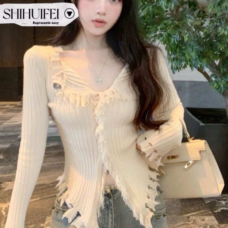 Áo len cardigan SHIHUIFEI WXF23A0S08 43Z231023 thời trang thường ngày phong cách Hàn Quốc