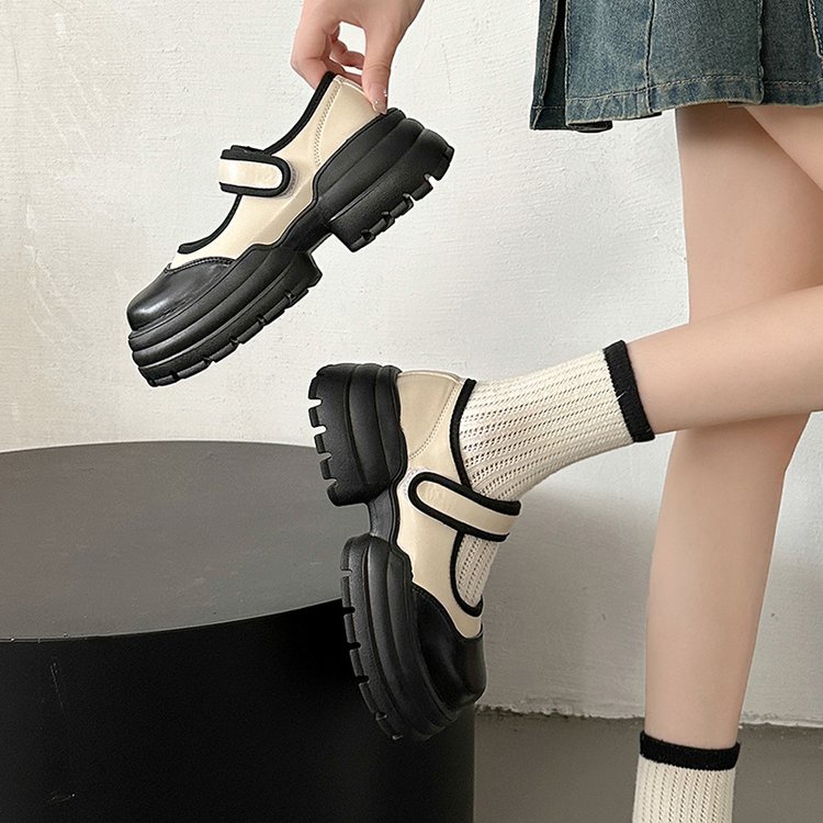 Giày Lười Da pu Đế Dày Mũi Tròn Phong Cách Anh Quốc Thời Trang Cho Nữ