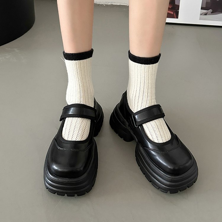 Giày Lười Da pu Đế Dày Mũi Tròn Phong Cách Anh Quốc Thời Trang Cho Nữ