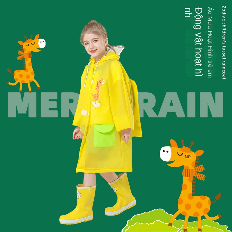 Áo Mưa Một Mảnh Phong Cách Hàn Quốc Cho Bé Gái Tiểu Học