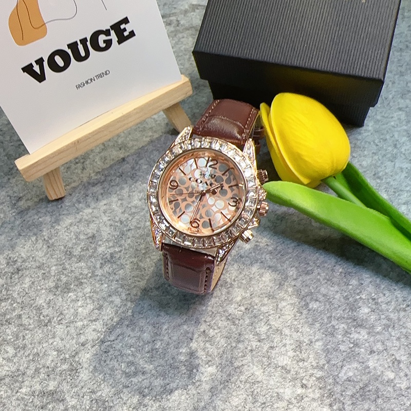 Đồng Hồ quartz Đính Đá Với Dây Đeo Da 41mm