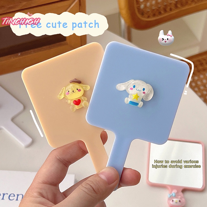 Gương Trang Điểm Cầm Tay Hình Vuông Nhỏ Gọn Họa Tiết Hoạt Hình Dễ Thương Dành Cho Nữ