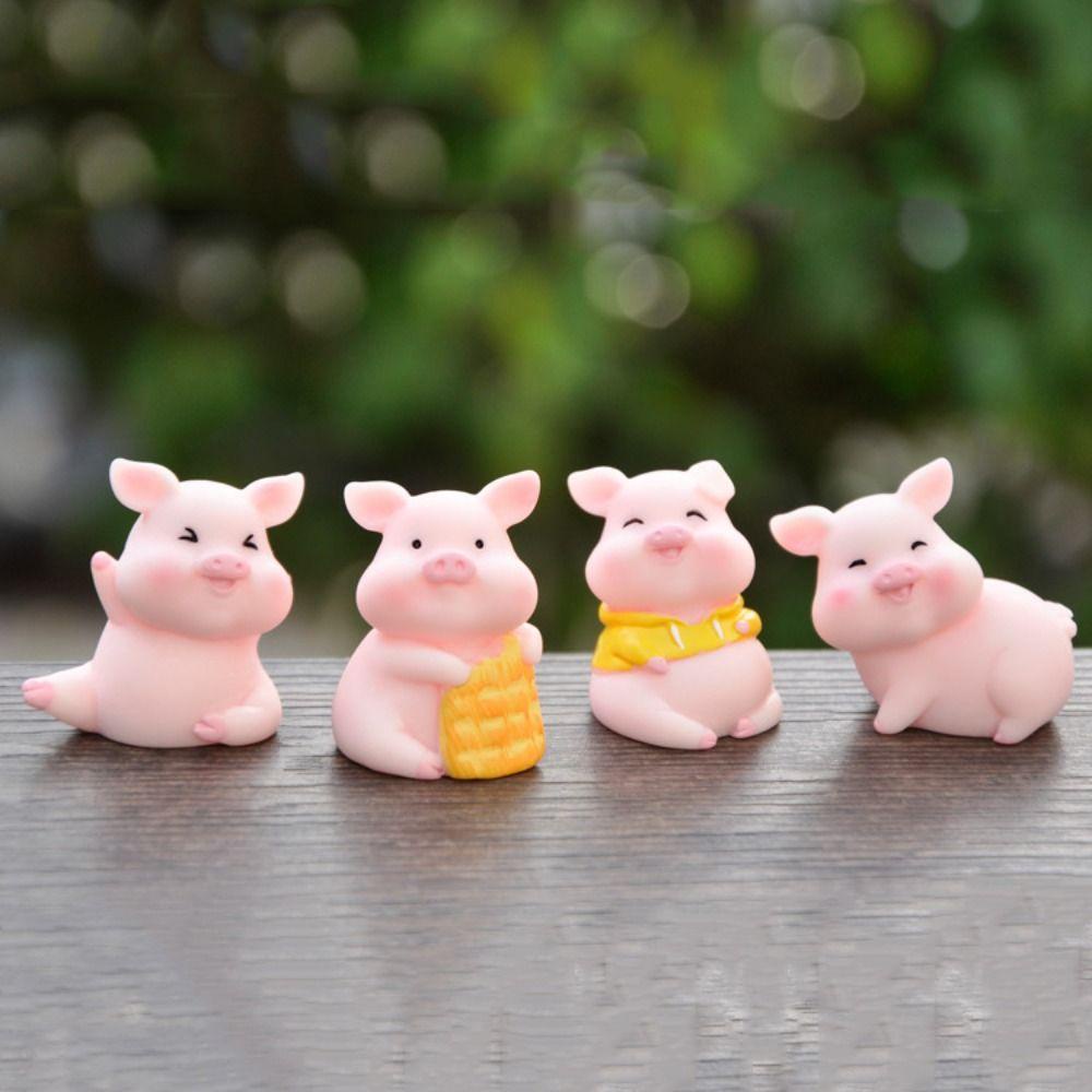 Mmluck Tượng Heo Hồng Hoạt Hình Mini Bằng Nhựa resin Trang Trí Tiểu Cảnh / Xe Hơi diy