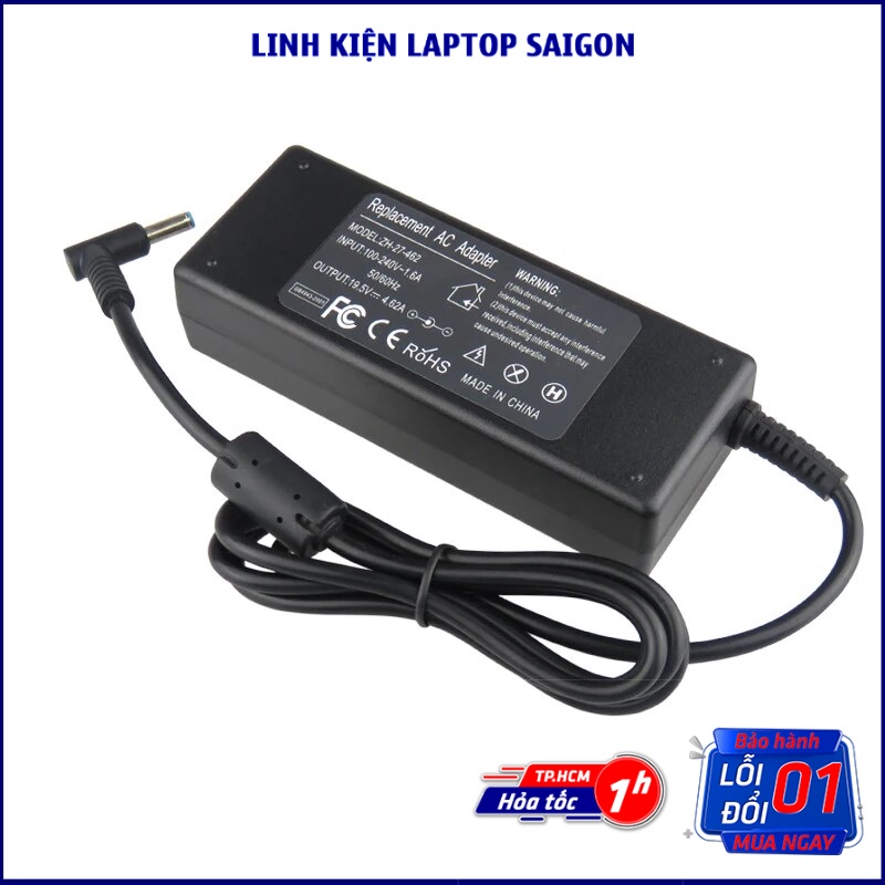 Sạc Laptop HP 19.5V 4.62A 4.5x3.0mm Kim Nhỏ 4.5mm 3.0mm | Sạc HP đầu nhỏ  - Linh kiện Laptop Sài Gòn