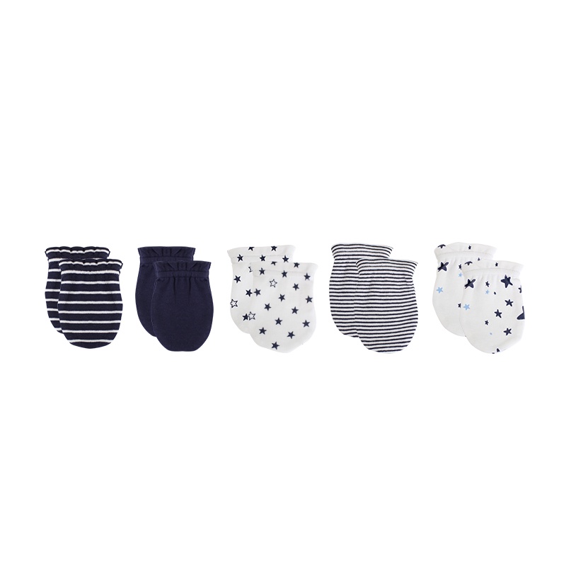 Set 5 Đôi Găng Tay cotton Màu Trơn In Họa Tiết Hoạt Hình unisex Cho Bé Sơ Sinh