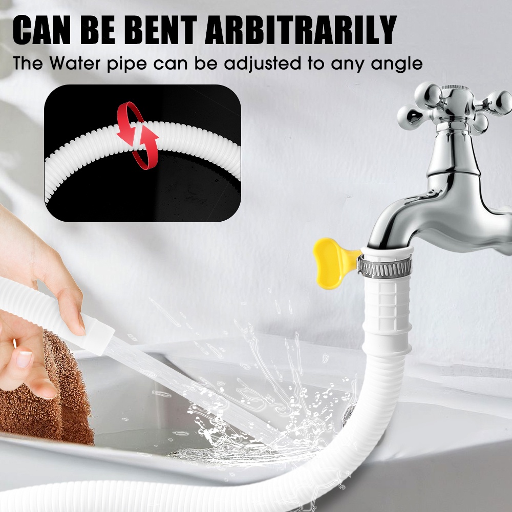 Ống Thoát Nước Nối Dài Màu Trắng Có Kẹp / Ống Nước Linh Hoạt Cho Máy Giặt / Ống Thoát Nước Nhà Bếp / Phòng Tắm