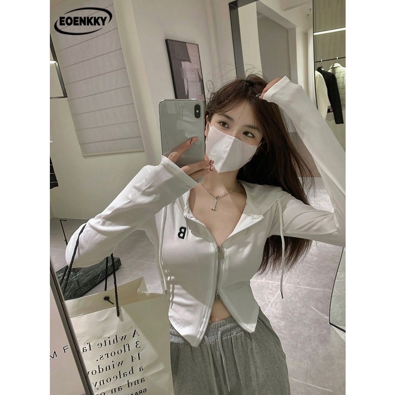 EOENKKY Áo Len áo khoác cardigan hàn quốc Trendy Thể thao INS WJK23A13YW 44Z231031
