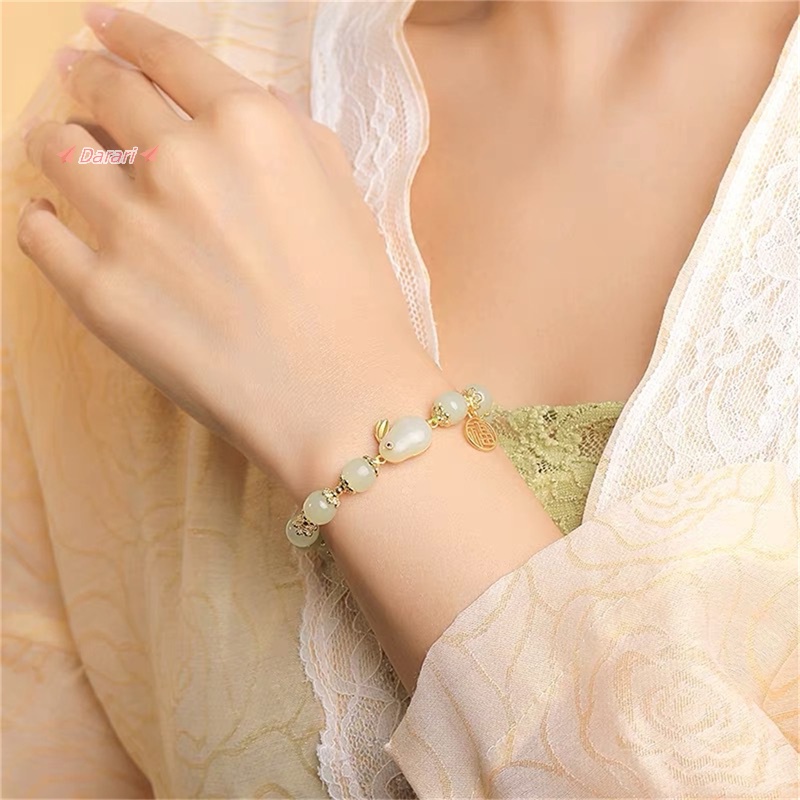 Vòng Tay Cặp Đôi Hạt Đá Tự Nhiên Hình Thỏ May Mắn Bằng Thủy Tinh Thời Trang Thích Hợp Làm Quà Tặng Cho Bạn Nữ [